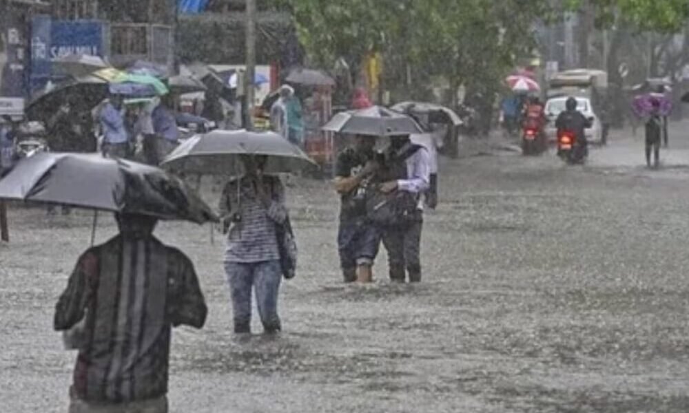 बिलारी की गलियों में बारिश के बाद का दृश्य – भीगी सड़कें और छतरी थामे लोग