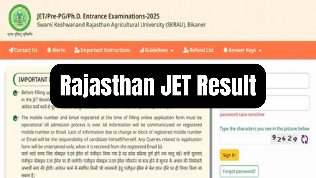 29 जुलाई को Rajasthan JET Result 2025 जारी होने वाला है अब बस कुछ घंटे बाकी हैं 28 Rajasthan JET Result 2025 आज शाम 5 बजे जारी होगा, चेक करने के लिए तैयार रहें