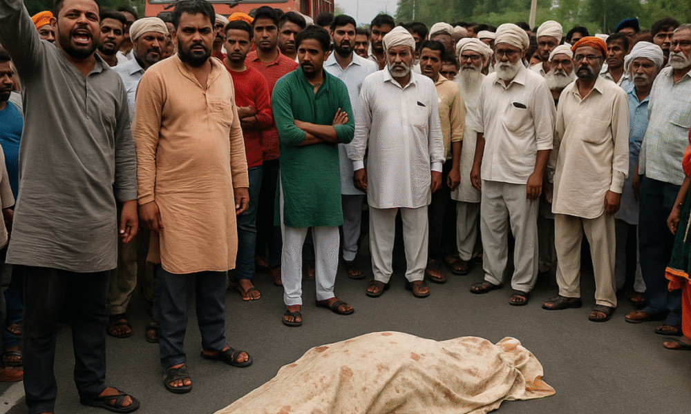 संभल में बुज़ुर्ग महिला की सड़क हादसे में मौत, ग्रामीणों का प्रदर्शन
