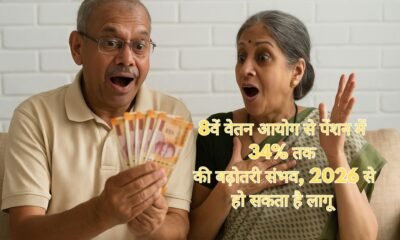 8वें वेतन आयोग से पेंशन में 34% तक की बढ़ोतरी संभव, 2026 से हो सकता है लागू