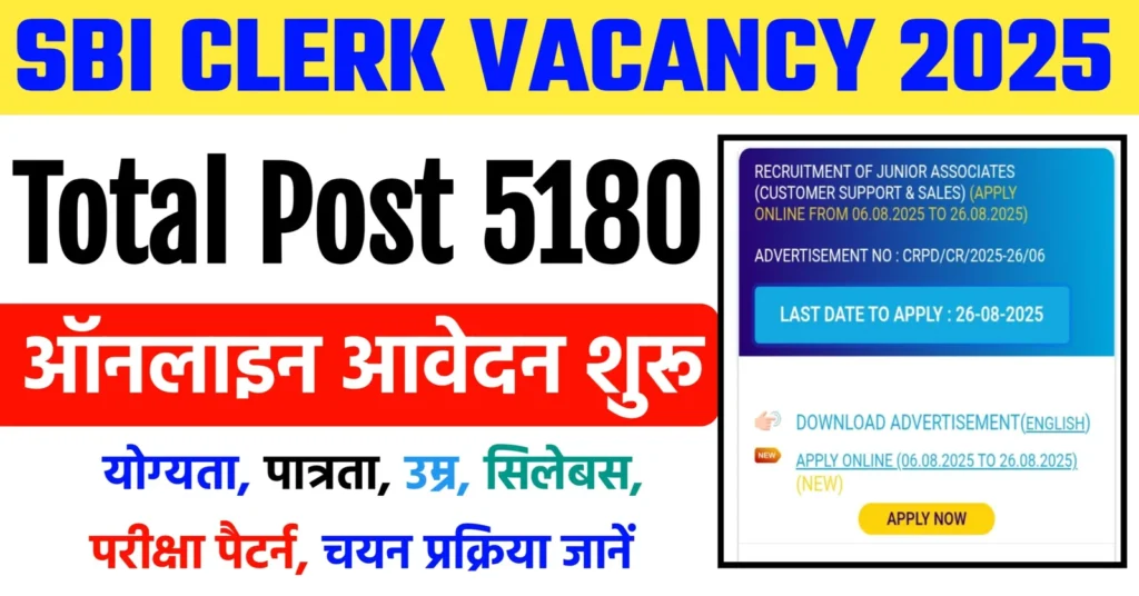 SBI Junior Associate Recruitment 2025: 5180 पदों पर वैकेंसी, ऐसे करें ऑनलाइन आवेदन

