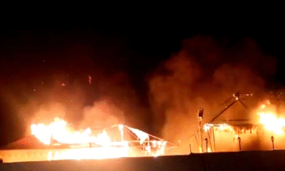 जैसलमेर के लग्जरी टेंट रिज़ॉर्ट में आग की लपटों से जलते टेंट — स्थानीयों ने प्रशासन पर लापरवाही का आरोप लगाया।