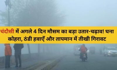 ठंड और कोहरे के बीच चंदौसी की सर्द सुबह का बदला हुआ मौसम
