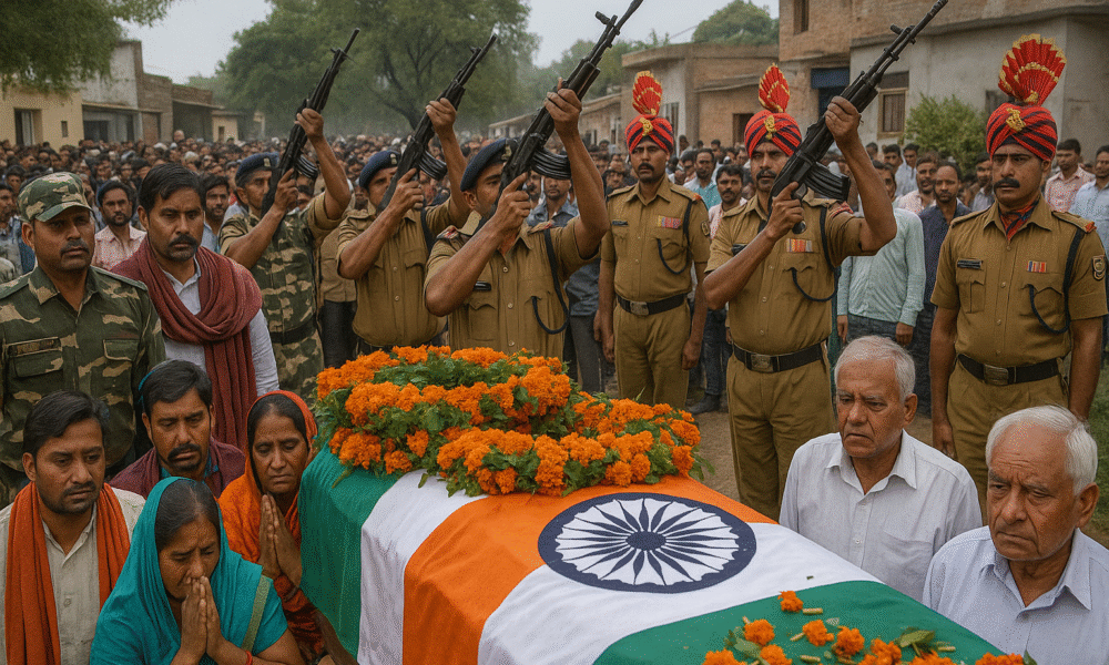 शहीद मुक़ेश कुमार को CRPF और पुलिस ने दी श्रद्धांजलि—गाँव में गूंजा “अमर रहे…