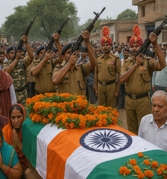 शहीद मुक़ेश कुमार को CRPF और पुलिस ने दी श्रद्धांजलि—गाँव में गूंजा “अमर रहे…