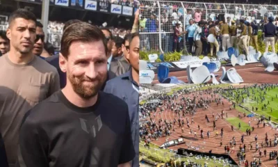 कोलकाता के सॉल्ट लेक स्टेडियम में लियोनेल मेसी इवेंट के दौरान नाराज फैंस और बढ़ती अव्यवस्था का दृश्य