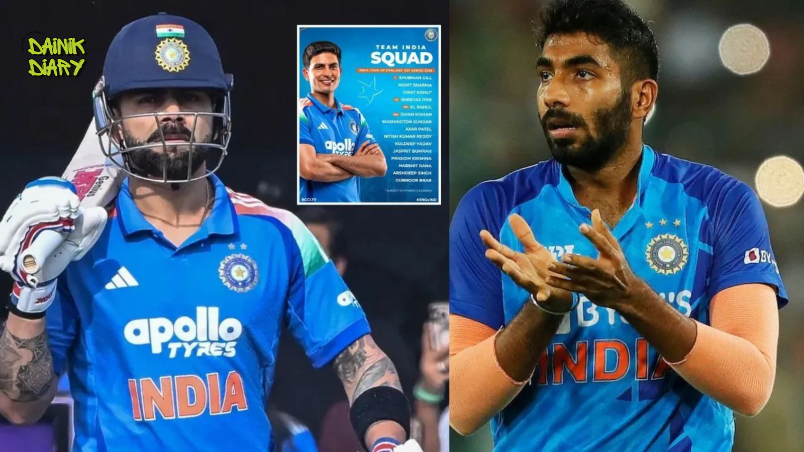 Virat Kohli and Jasprit Bumrah Return to India ODI Squad as Injuries Force Changes Ahead of England Series | Dainik Diary
